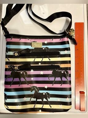 464- Betsey johnson unicorn striped crossbody purse